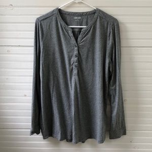 Lands End Long Sleeve Top - 1/2 Button Size Large